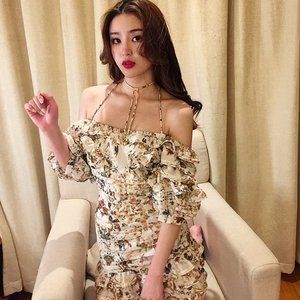 Girl Off Shoulder Ruffle Short Lantern Sleeve